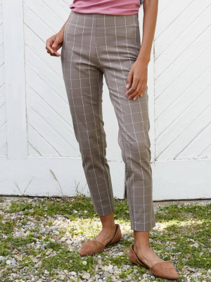 Women's Plaid High-rise Skinny Ankle Pants - A New Day™ Gray