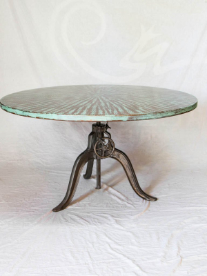 Twilight Crank Copper Dining Table - Weathered Penny