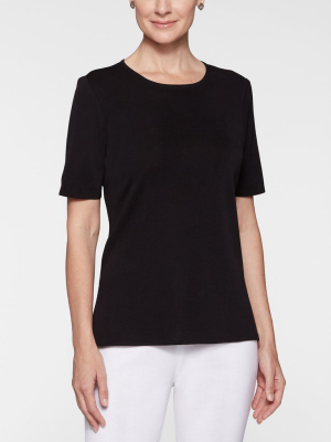 Short Sleeve Knit Tunic, Black