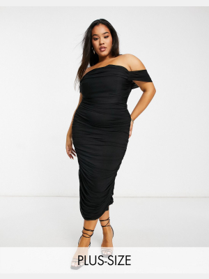 Jaded Rose Plus Exclusive Drape Midaxi Dress In Black