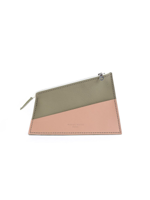 Camel & Olive Zipped Pouch