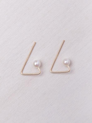 Triangle Threader Pearl Earrings