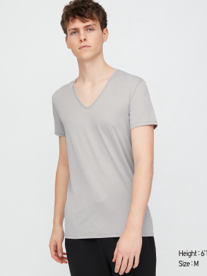 Men Airism V-neck Short-sleeve T-shirt