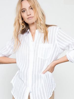 Charli Shirt - White Shadow Stripe