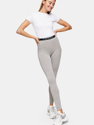 Gray Marl Branded Elastic Leggings