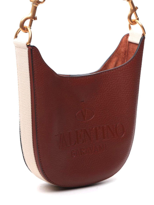 Valentino Logo Embossed Hobo Shoulder Bag