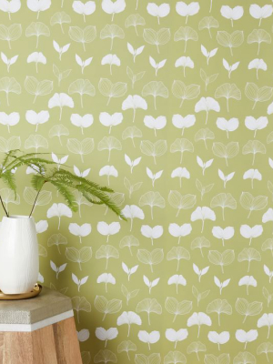 Chasing Paper Botanical Leaf Print Removable Wallpaper - Green/white