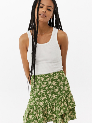 Uo Ditsy Floral Ruffle Mini Skirt