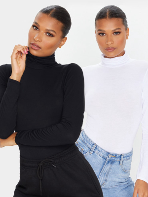 Basic Black & White 2 Pack Roll Neck Long...