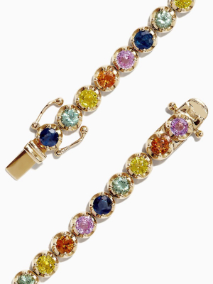 Effy Watercolors 14k Yellow Gold Multi-sapphire Tennis Bracelet, 8.05 Tcw