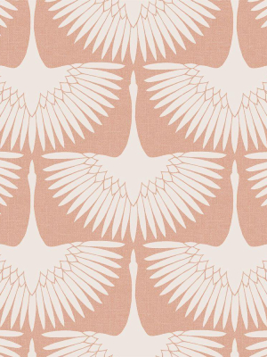 Feather Flock Self-adhesive Wallpaper (single Roll) In Sahara Blush By Tempaper