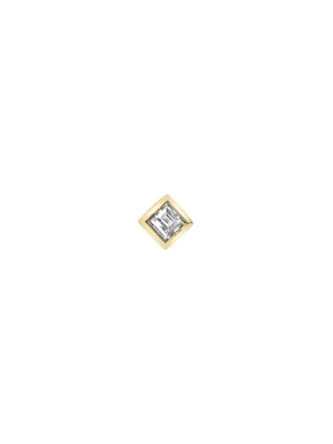 Solitaire Carre Diamond Bezel Stud - Yellow Gold