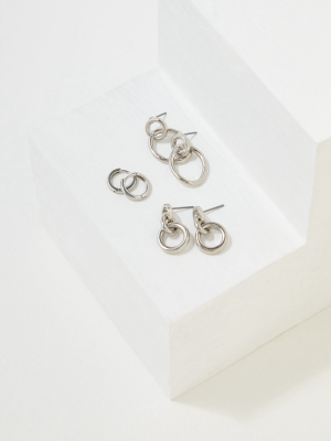 Aeo Silver Hoop Earrings 3-pack