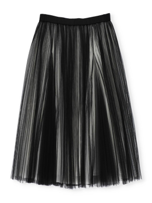 Brunello Cucinelli Pleated Tulle Midi Skirt