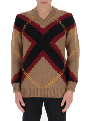 Alexander Mcqueen V-neck Ribbed Knit Jumper