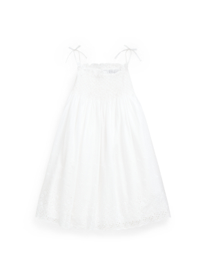 Smocked Cotton A-line Dress