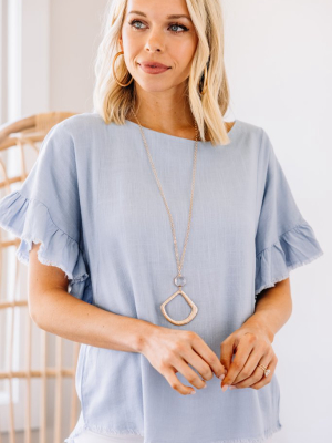 Find You Out Periwinkle Blue Linen Top