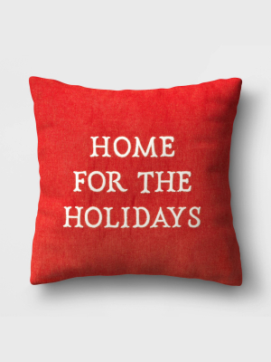 Holiday Home For The Holidays Square Throw Pillow Red - Threshold™