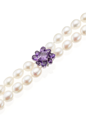 Baroque Pearl & Amethyst Flower Necklace