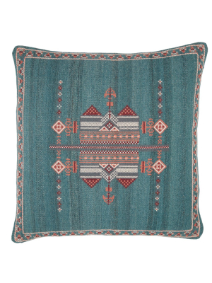 Jaipur Living Zaida Tribal Teal/ Terracotta Poly Throw Pillow 24 Inch