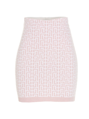 Balmain Monogram Jacquard Mini Skirt