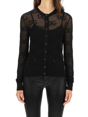 Dolce & Gabbana Logo Jacquard Semi-sheer Cardigan