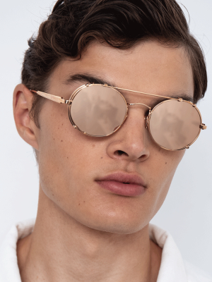 Jimi Oval Sunglasses In White Gold And Silver
