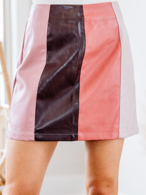 Show Me The Way Pink Colorblock Skirt