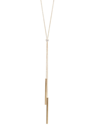 14k Diamond Two Bar Lariat Necklace