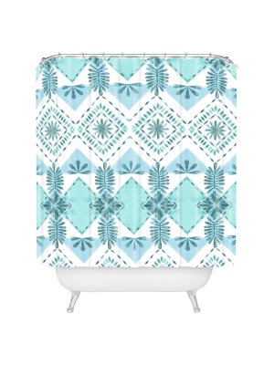 Zig Zag Shower Curtain Blue - Deny Designs