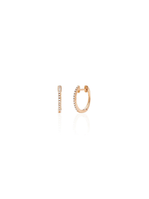 Mini Diamond Huggie Earring In Rose Gold (pair)