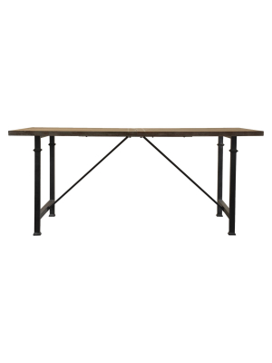 Wells Dining Table With Metal Legs Gray