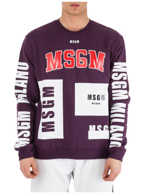 Msgm Logo Print Fleece Sweatshirt