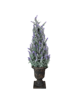 Northlight 35" Green And Purple Potted Artificial Floral Heather Plant