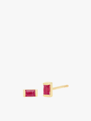 Ruby Baguette Studs