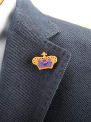 Crown Lapel Pin - Tiqui Orange With Buster Purple