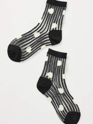 Hansel From Basel Dot Sheer Crew Socks