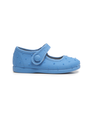 Canvas Swiss-dot  Mary Janes In Blue