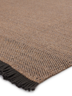 Savvy Handmade Indoor/outdoor Solid Tan & Black Area Rug