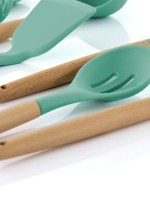 Megachef 9 Piece Gray Silicone And Wood Cooking Utensils