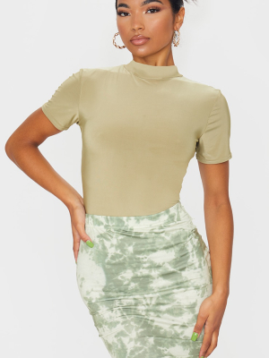 Sage Green Basic Tie Dye Mini Skirt