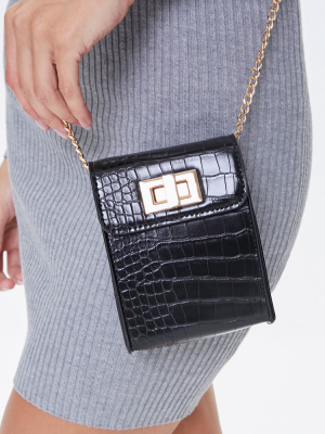 Faux Croc Leather Crossbody Bag