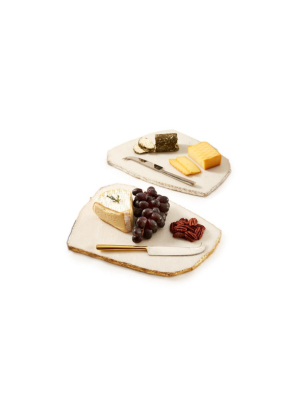 White Marble Cheese Board W/knife