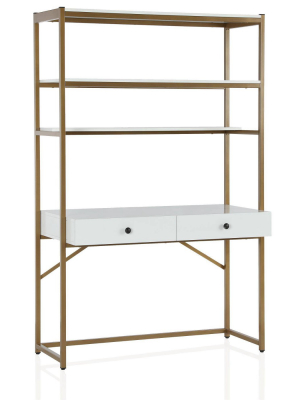 Billie Metal Desk Etagere Gold - Cosmoliving By Cosmopolitan