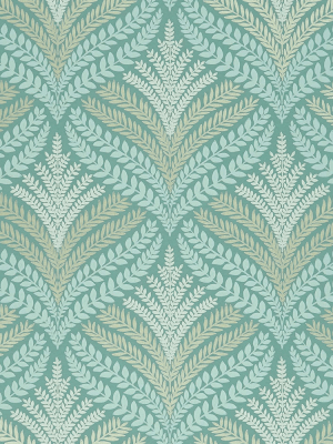 Sotherton Wallpaper In Aqua And Gilver From The Mansfield Park Collection By Osborne & Little