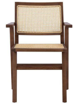 Ll Couture Hattie French Cane Arm Chair - Walnut (set Of 2)