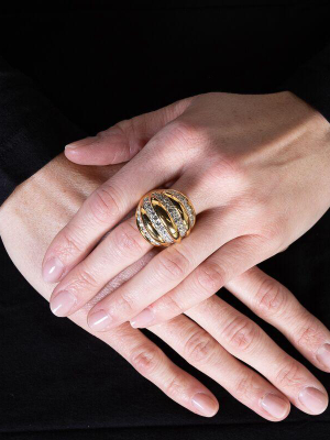 Gold And Rhinestone Domed Ring