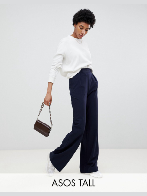 Asos Design Tall Wide Leg Pants With Pleat Detail
