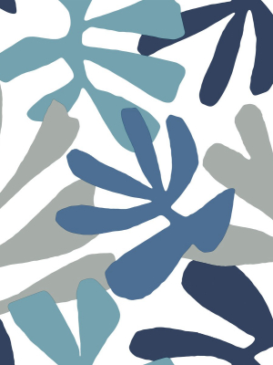 Kinetic Tropical Peel & Stick Wallpaper In Blue And Grey From The Risky Business Iii Collection By York Wallcoverings