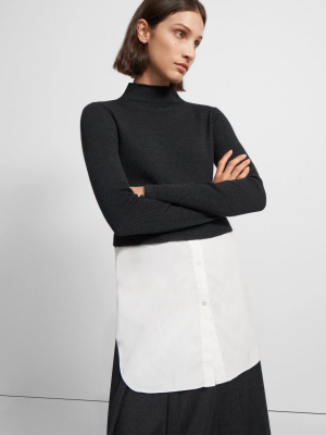 Long-sleeve Combo Tunic In Ribbed Knit